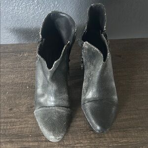 Rag & Bone Black Ankle Booties with Distressed Leather